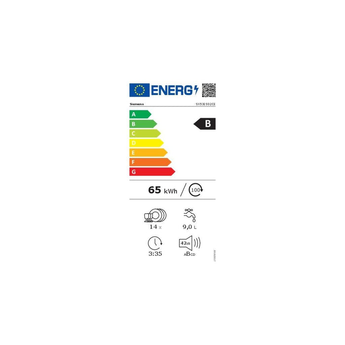 Siemens iQ300 SX53ES02CE Spülmaschine Halb integriert 14 Maßgedecke B