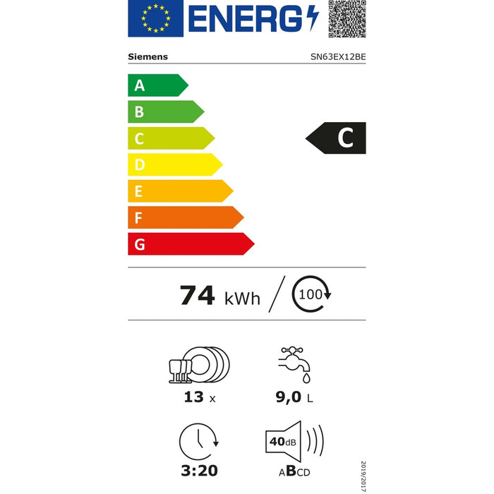 Siemens iQ300 SN63EX12BE Einbaugeschirrspüler bestCollection, vollintegriert 13 Maßgedecke C