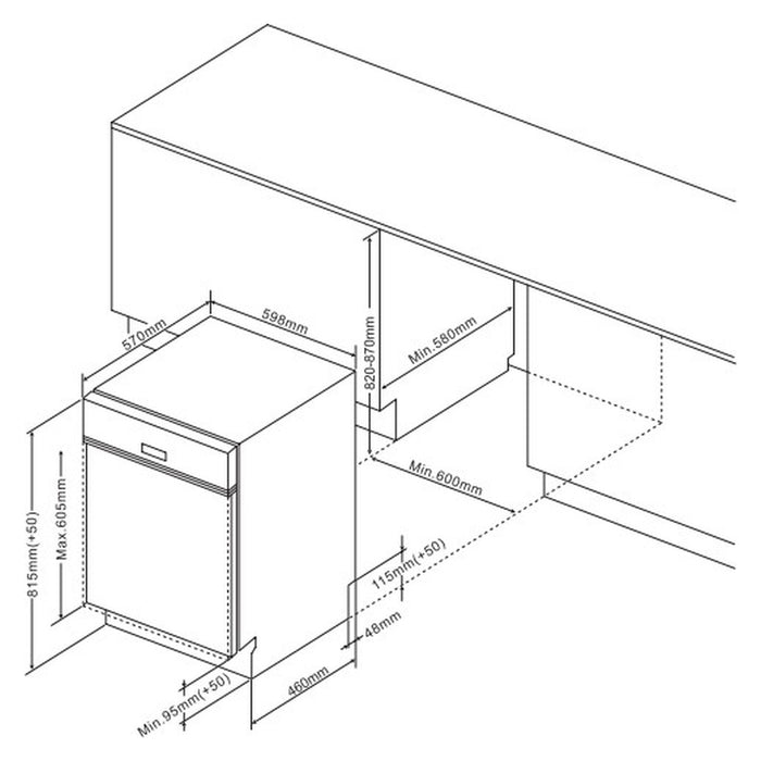 Amica EGSP 573 911 Einaugeschirrspüler teilintegrierbar 13 Maßgedeck E