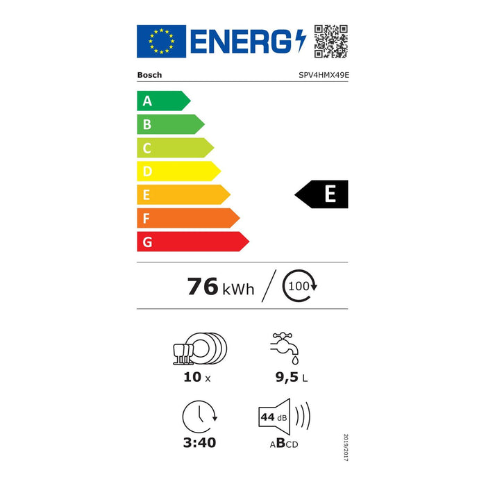 Bosch Serie 4 SPV4HMX49E Geschirrspüler vollintegrierbar 45cm 10 Maßgedecke E