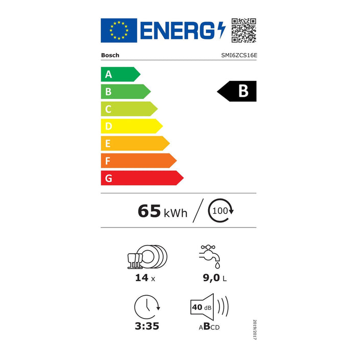 Bosch Serie 6 SMI6ZCS16E Geschirrspüler teilintegriert 60cm 14 Maßgedecke B