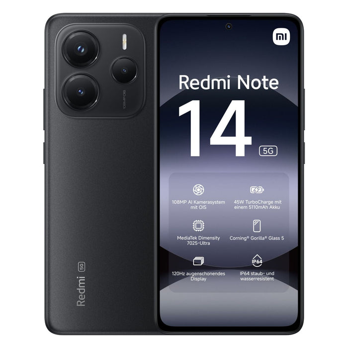 Xiaomi Redmi Note 14 5G 16,9 cm (6.67) Hybride Dual-SIM USB Typ-C 8 GB 256 GB 5110 mAh Schwarz