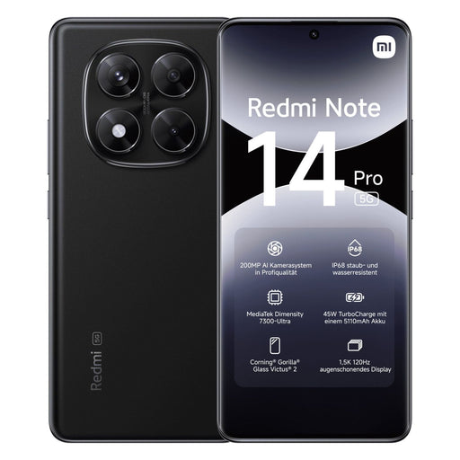 Produktbild Smartphone - Xiaomi Redmi Note 14 Pro 5G 16,9 cm (6.67) Dual- SIM USB Typ-C 8 GB 256 GB 5110 mAh Schwarz