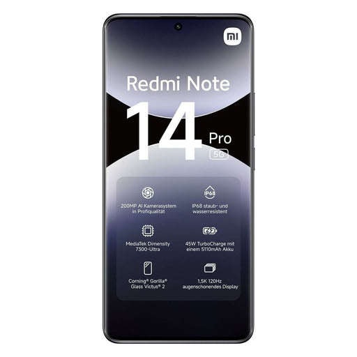 Produktbild Smartphone - Xiaomi Redmi Note 14 Pro 5G 16,9 cm (6.67) Dual- SIM USB Typ-C 8 GB 256 GB 5110 mAh Schwarz