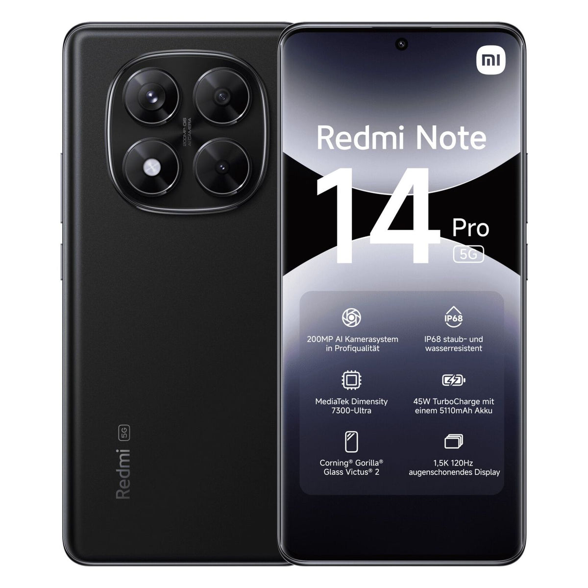 Produktbild Smartphone - Xiaomi REDMI Note 14 Pro 5G Dual-SIM 256GB Midnight Black