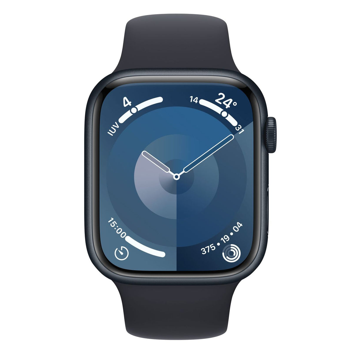 Produktbild Smartwatch - Apple Watch Series 9 45mm GPS + 4G Mitternacht Aluminiumgehäuse mit Sportarmband M/L