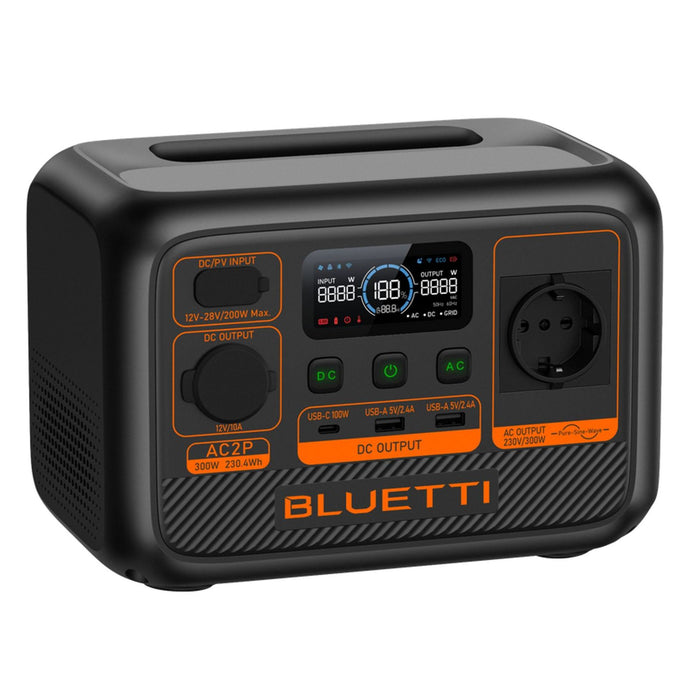 Bluetti AC2P tragbare Powerstation 300 W 230 Wh 3,6 kg 0% MwSt. (gem. §12 Abs. 3 UStG)