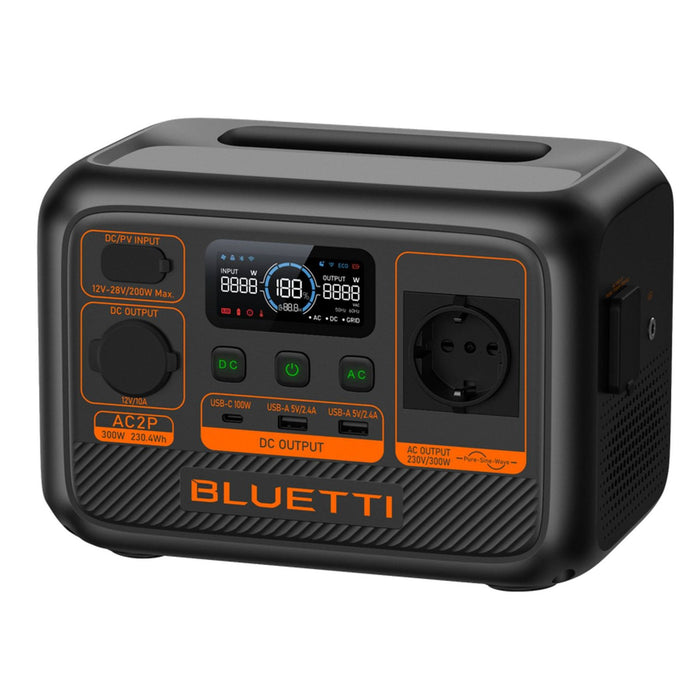Bluetti AC2P tragbare Powerstation 300 W 230 Wh 3,6 kg 0% MwSt. (gem. §12 Abs. 3 UStG)