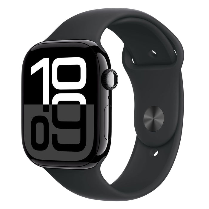 Apple Watch Series 10 4G 46mm Aluminium Diamantschwarz Sportarmband Schwarz M/L