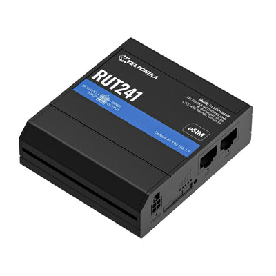 RUT241 eSIM | Industrieller 4G-LTE- Router | Cat 4, 2x RJ45 100Mb/s, eSIM Router für