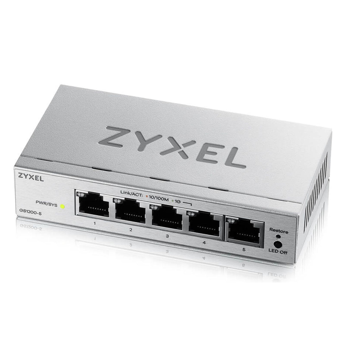 Produktbild Gigabit-Switch - Zyxel GS1200-5V3 Managed L2 Gigabit Ethernet (10/100/1000) Desktop Grau