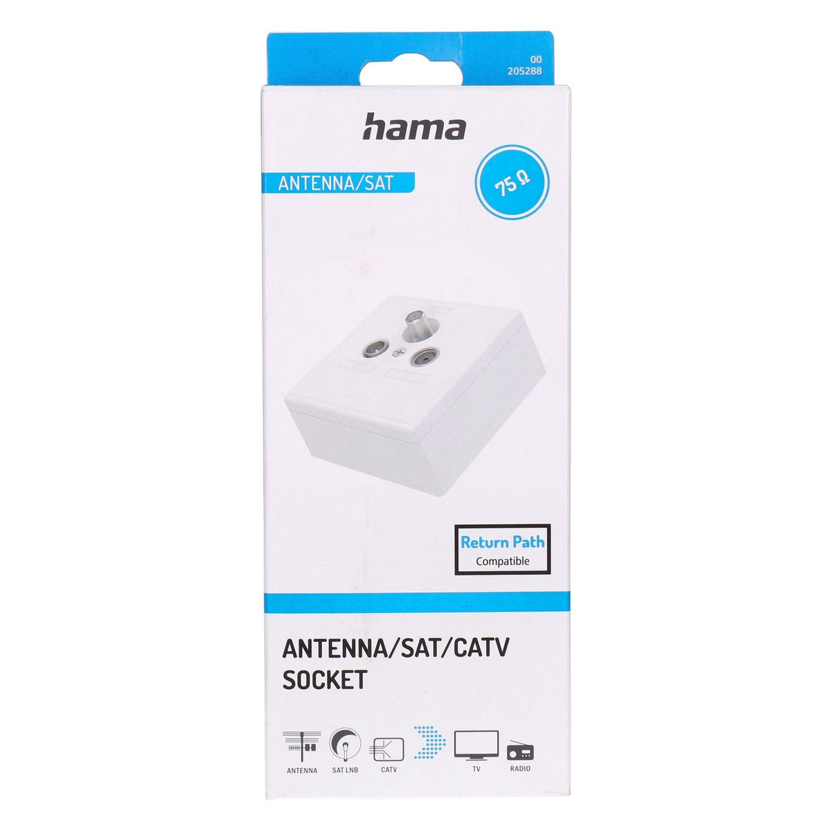 Produktbild Koax-Kabelverbinder - Hama 00205288 Steckdose SAT + TV + Radio Weiß