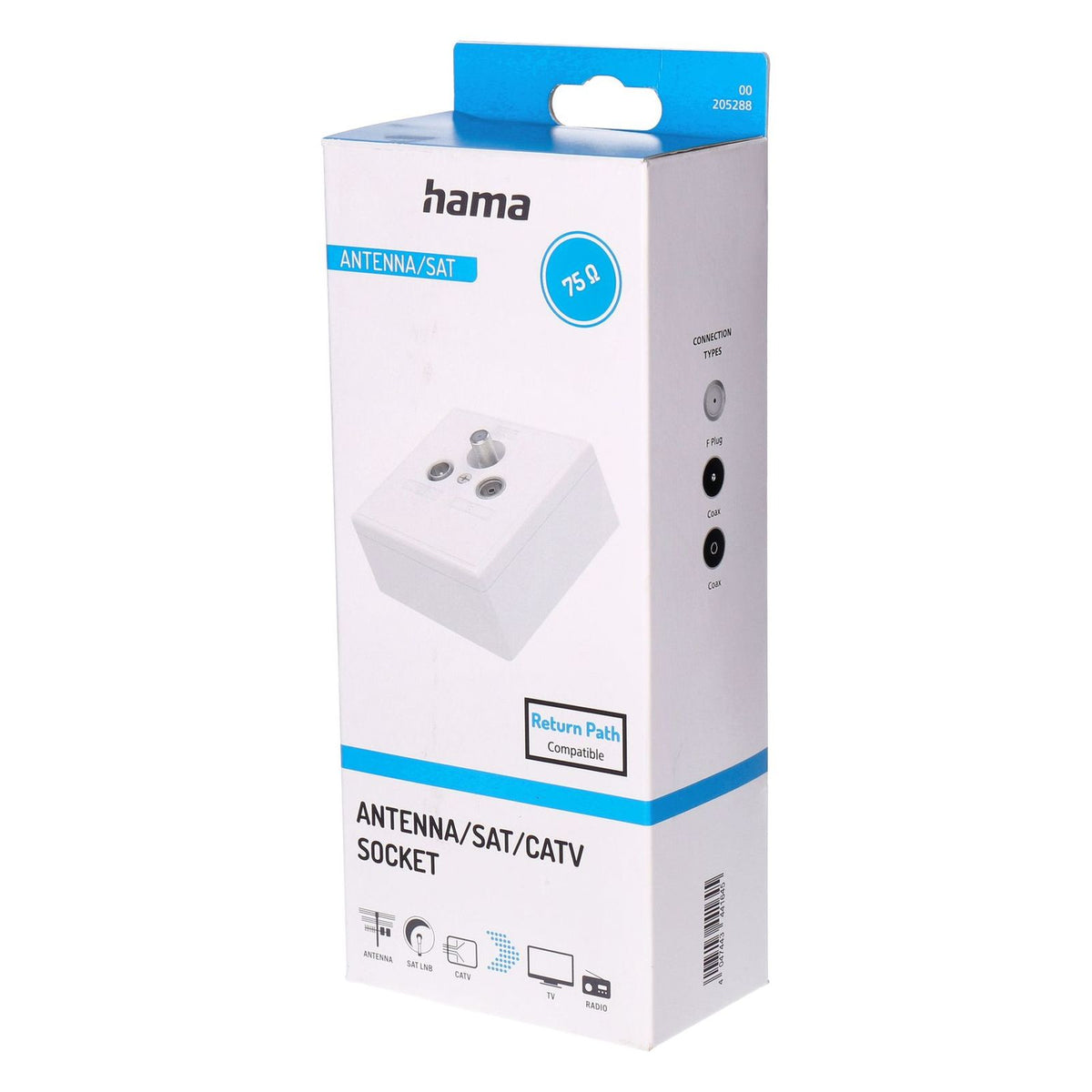 Produktbild Koax-Kabelverbinder - Hama 00205288 Steckdose SAT + TV + Radio Weiß