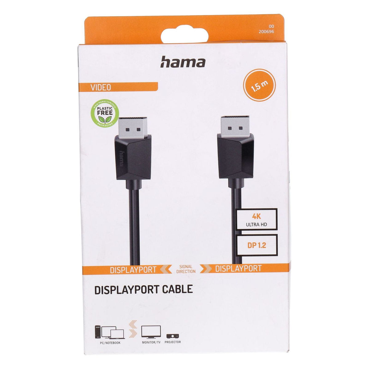 Produktbild Audio- & Video-Kabel - Hama 00200696 DisplayPort-Kabel 1,5 m Schwarz