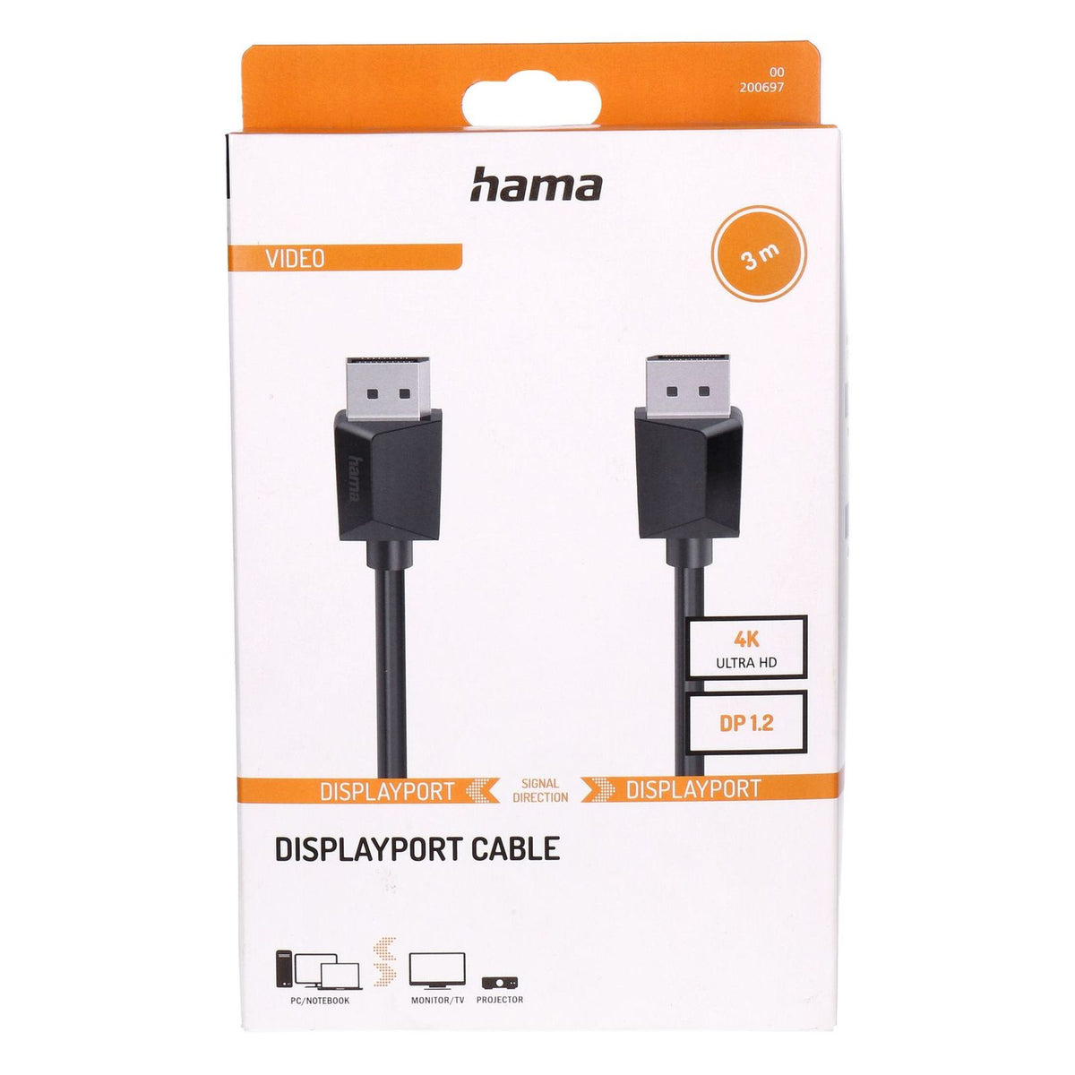 Produktbild Audio- & Video-Kabel - Hama 00200697 DisplayPort-Kabel 3 m Schwarz