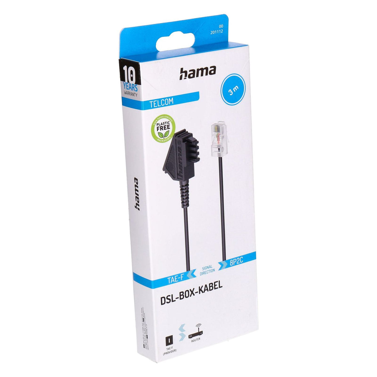 Produktbild Verlängerungskabel - Hama 00201112 Telefonkabel 3 m Schwarz