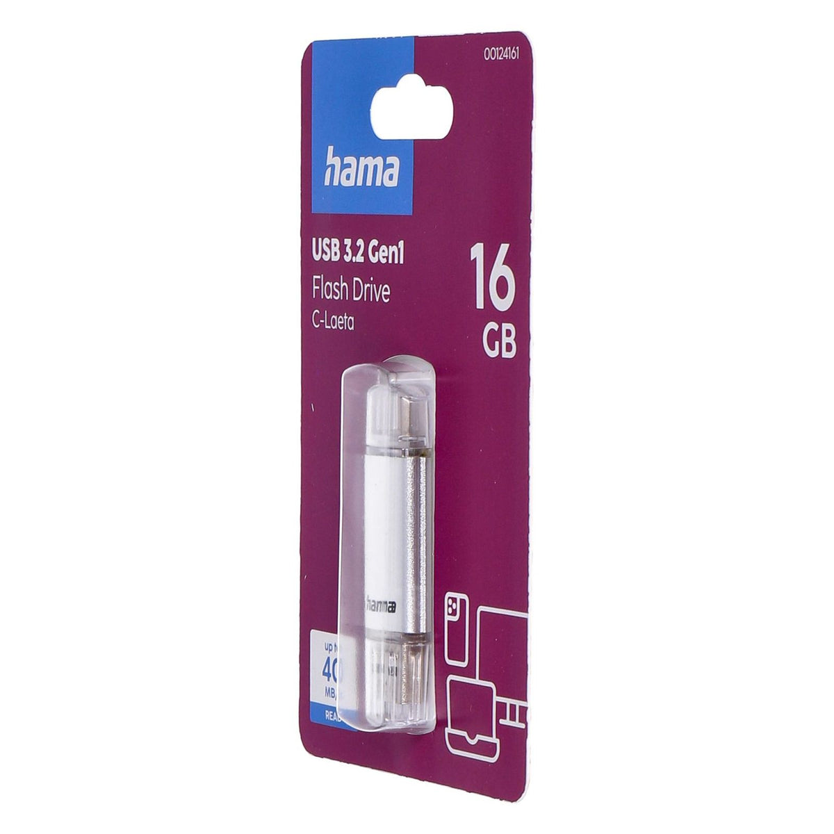 Produktbild USB-Stick - Hama C-Laeta USB-Stick 16 GB USB Type-A / USB Type-C 3.1 Gen 1 Silber