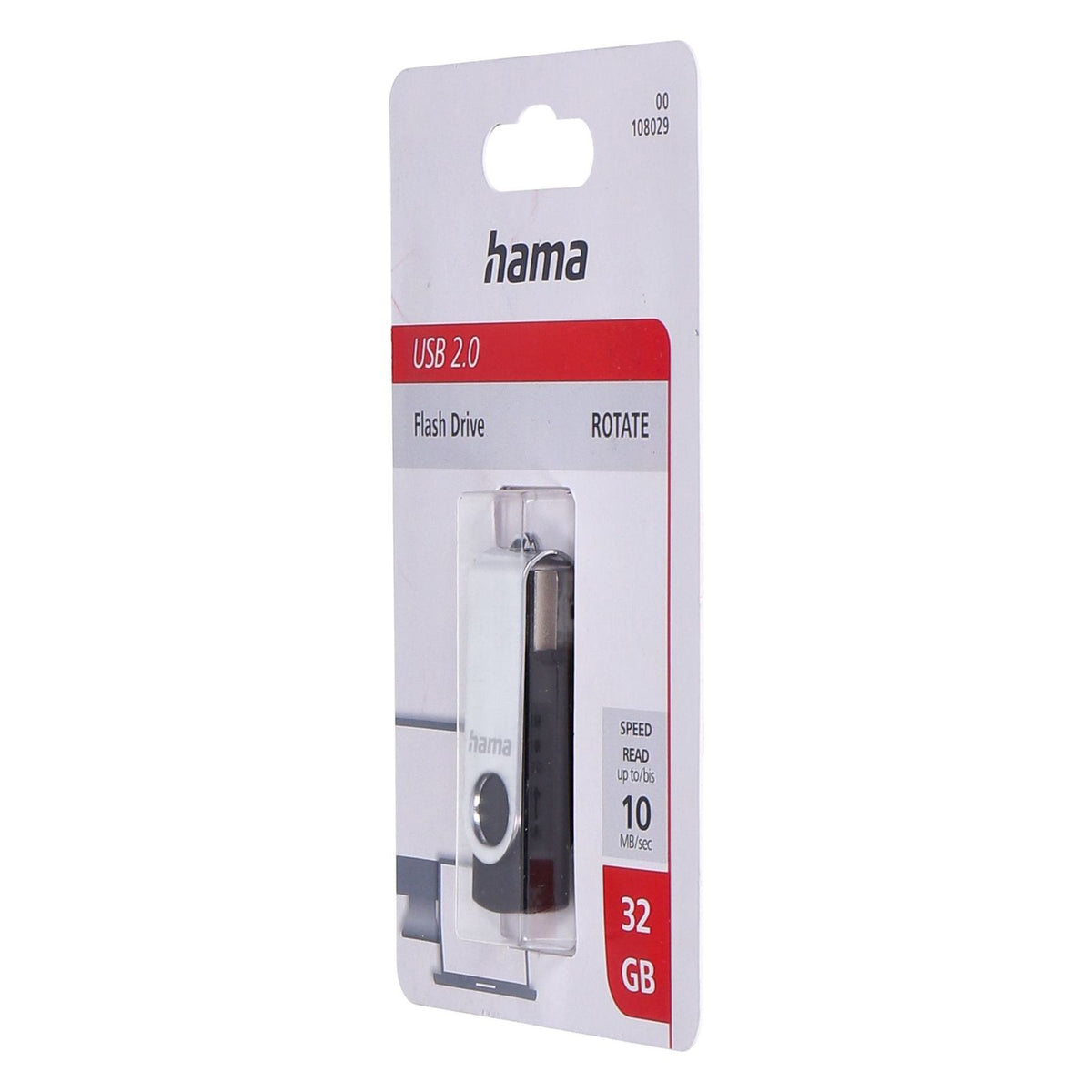 Produktbild USB-Stick - Hama Rotate USB 2.0 32GB USB-Stick USB Typ-A Schwarz