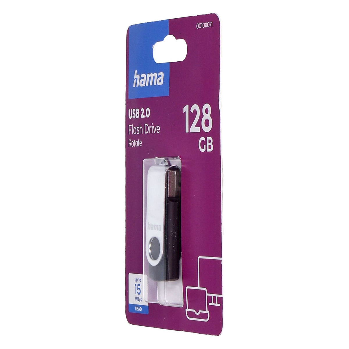 Produktbild USB-Stick - Hama Rotate 128GB USB 2.0 USB-Stick USB Schwarz, Silber