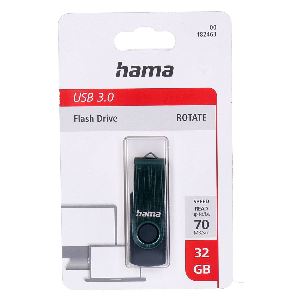 Produktbild USB-Stick - Hama Rotate USB-Stick 32 GB USB 3.0 Typ-A Blau