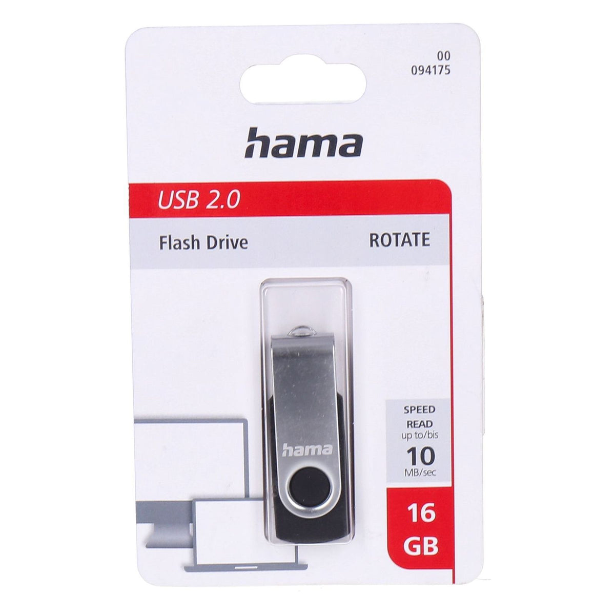 Produktbild USB-Stick - Hama 16GB USB 2.0 USB-Stick Schwarz Silber