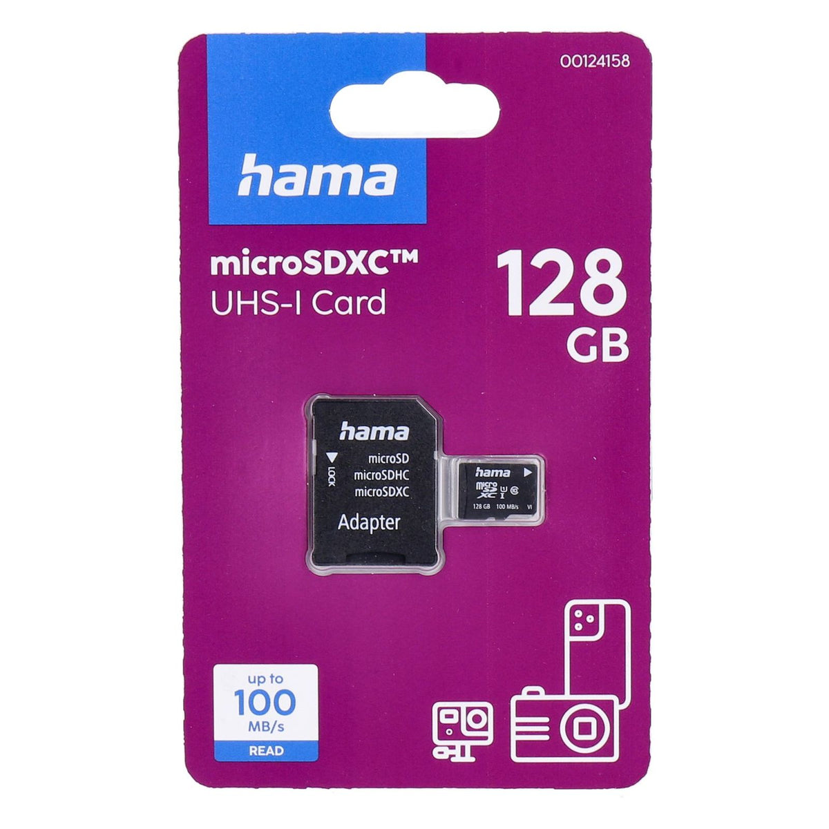 Produktbild Speicherkarte - Hama microSDXC 128GB Class 10 UHS-I 100MB/s + Adapter