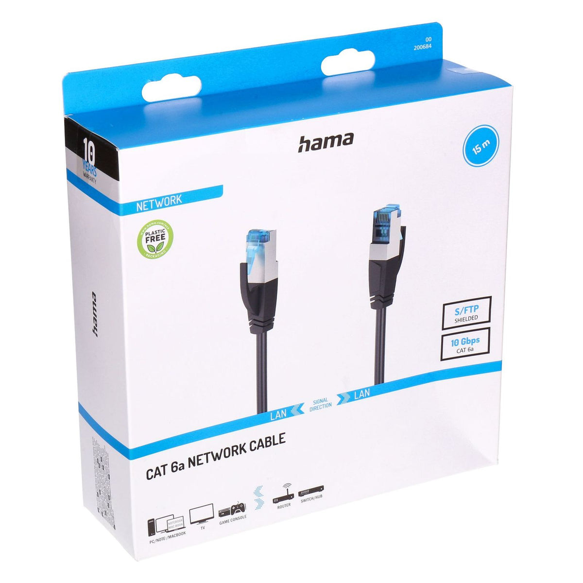 Produktbild Netzwerkkabel - Hama 00200684 Netzwerkkabel Schwarz 15 m Cat6a S/FTP (S-STP)