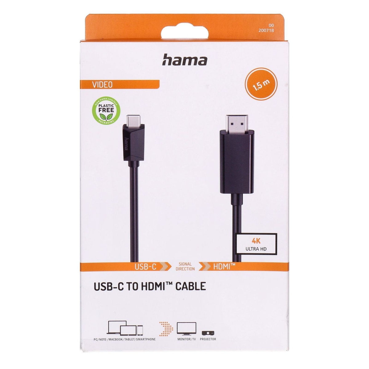 Produktbild USB-Kabel - Hama 00200718 USB Kabel 1,5 m USB C HDMI Typ A (Standard) Schwarz