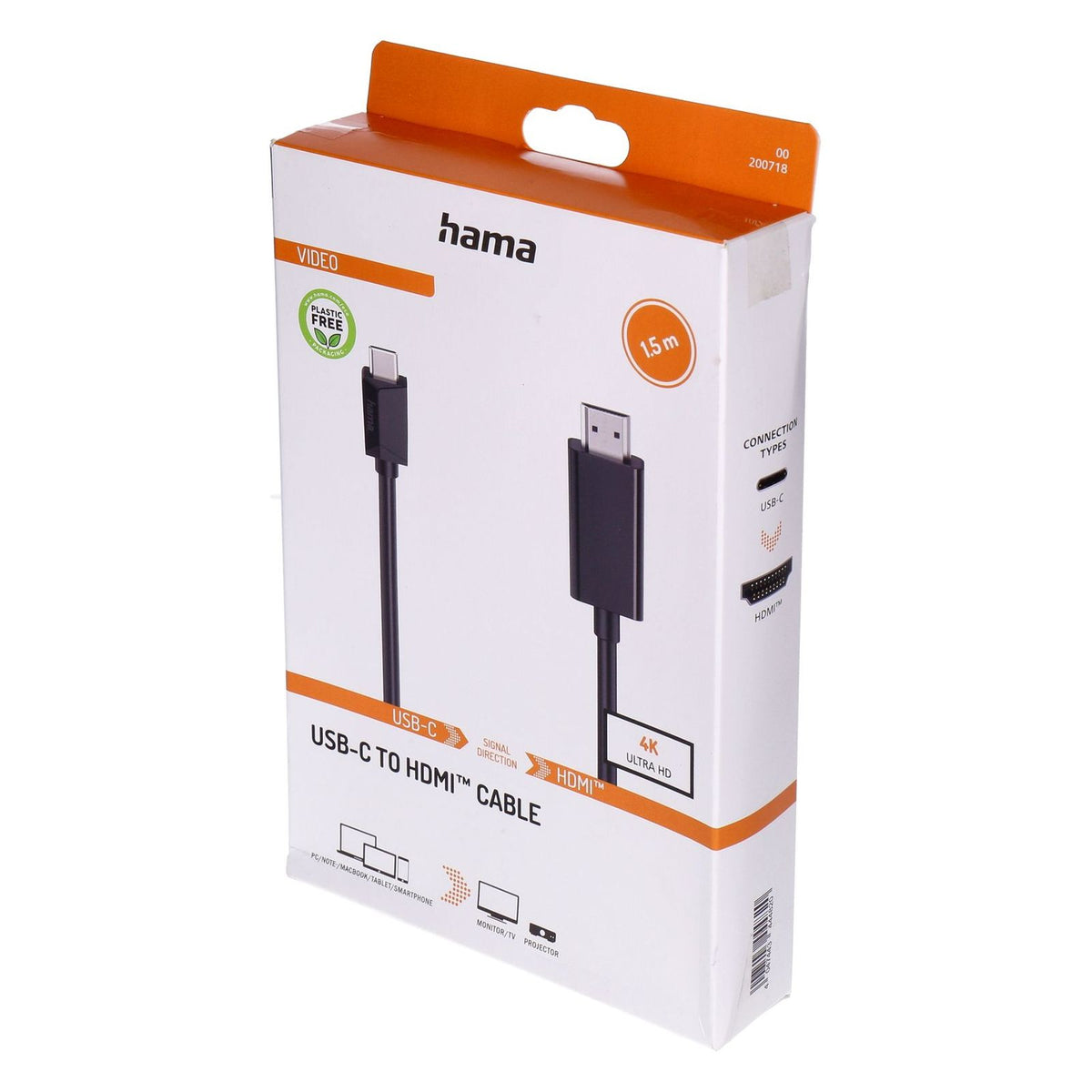 Produktbild USB-Kabel - Hama 00200718 USB Kabel 1,5 m USB C HDMI Typ A (Standard) Schwarz