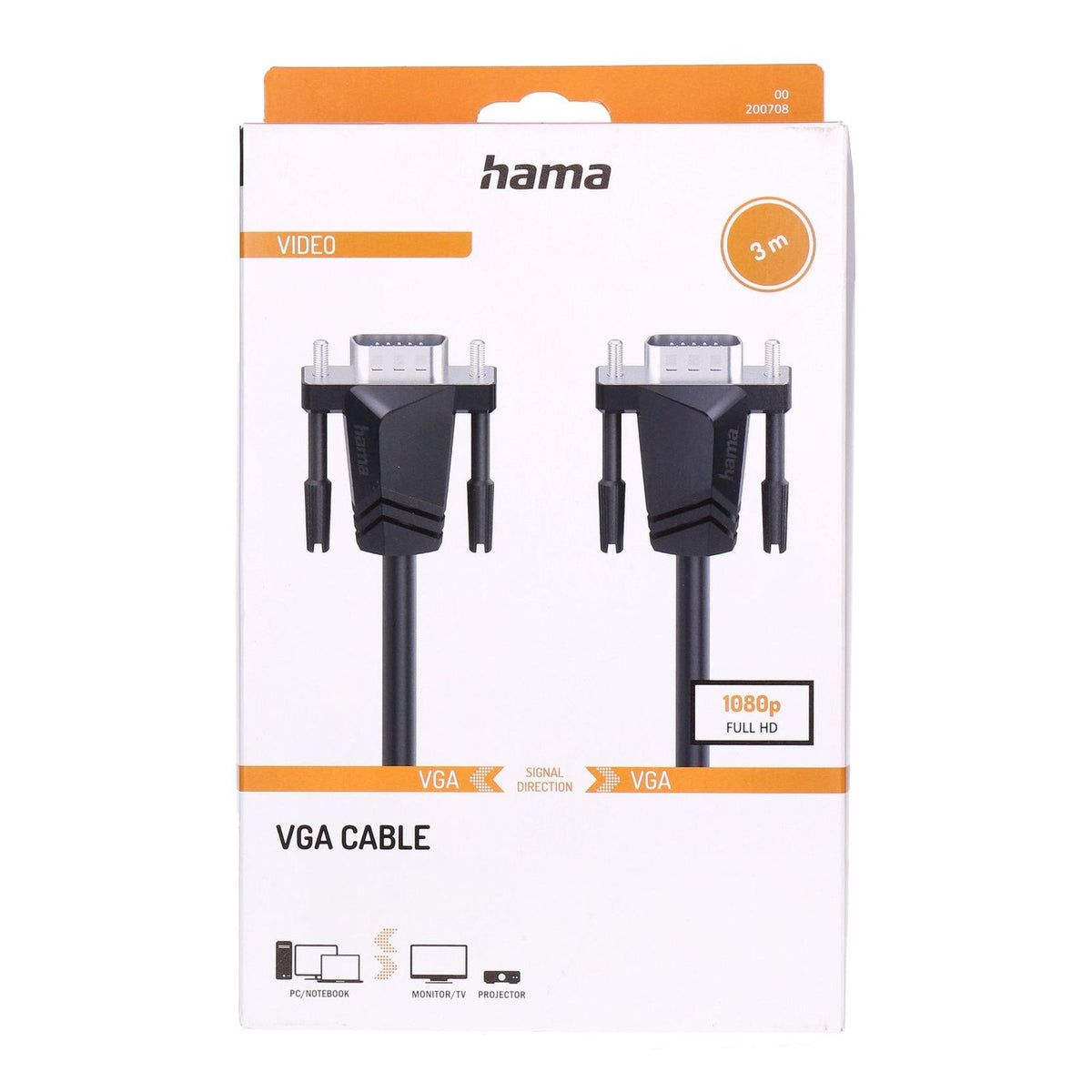 Produktbild Audio- & Video-Kabel - Hama 00200708 VGA-Kabel 3 m VGA (D-Sub) Schwarz