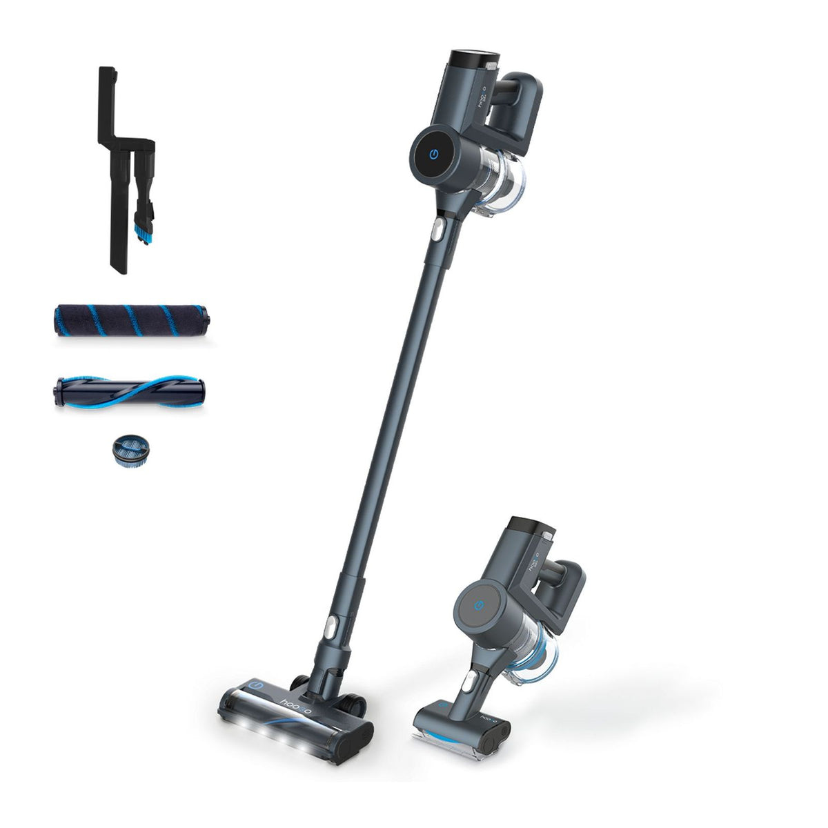 Produktbild Akku-Hand-und Stielstaubsauger - hoogo S5+ 2-in-1-Stabstaubsauger Akku Trocken HEPA Staubbeutel Graphit, Weiß