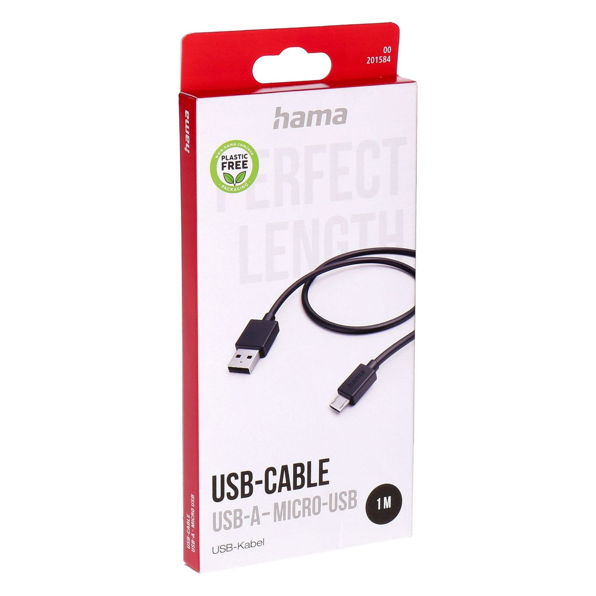 Produktbild USB-Kabel - Hama 00201584 USB Kabel USB 2.0 1 m Micro-USB A USB A 0,48 Gbit/s Schwarz