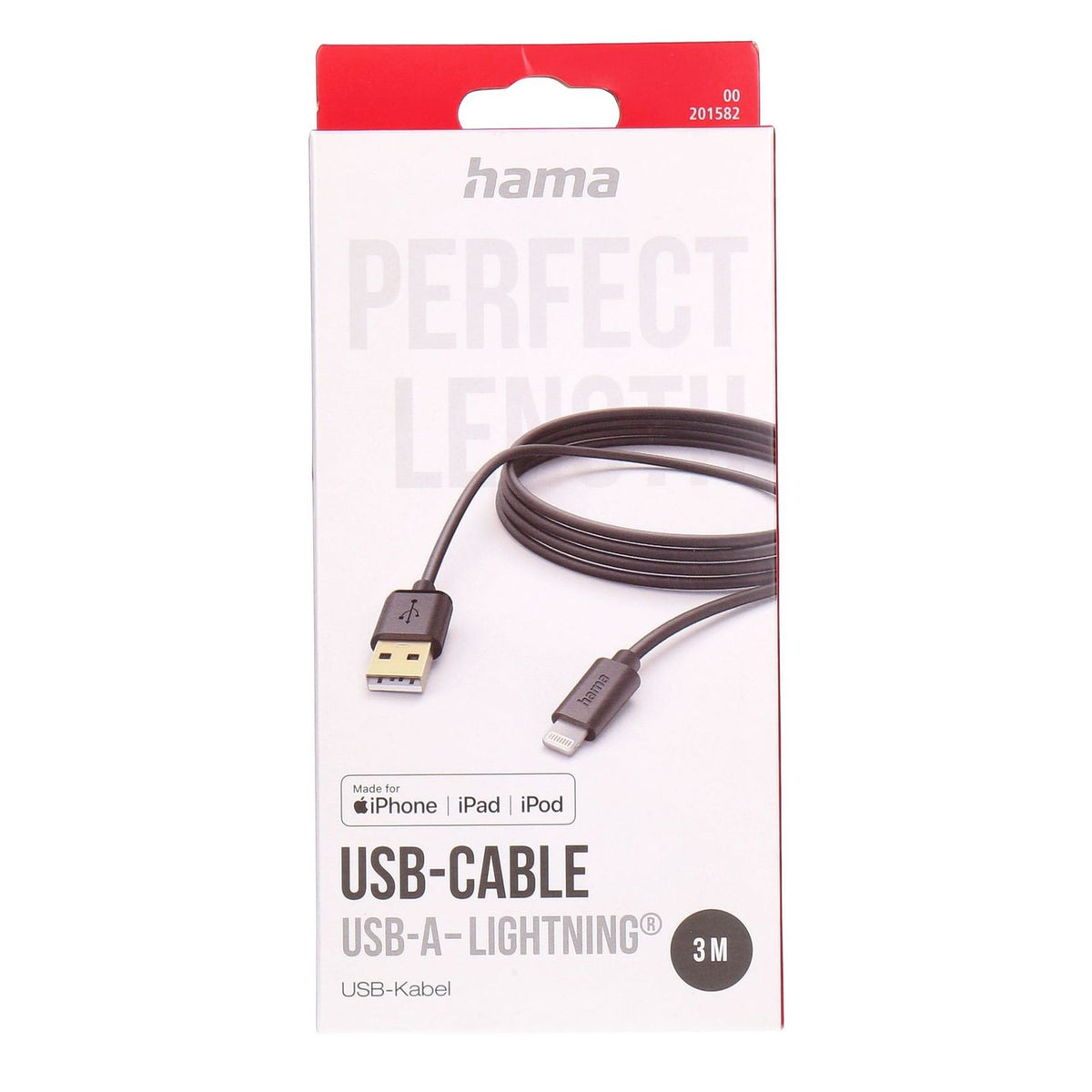 Produktbild Lightningkabel - Hama 00201582 Lightning-Kabel 3 m Schwarz