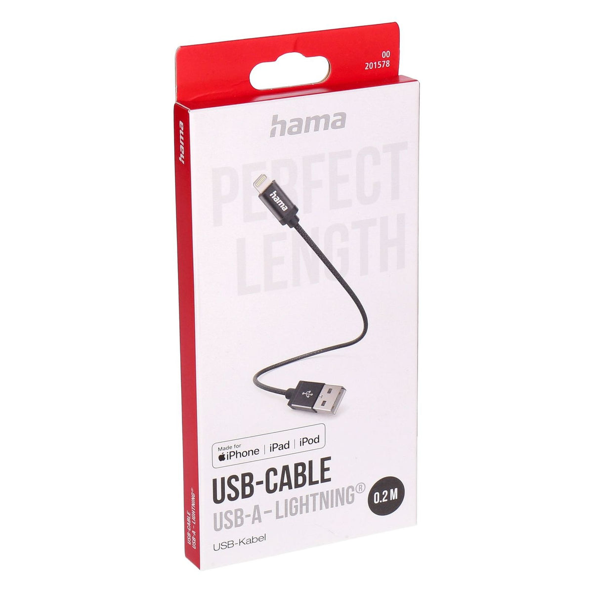 Produktbild Lightningkabel - Hama 00201578 Lightning-Kabel 0,2 m Schwarz