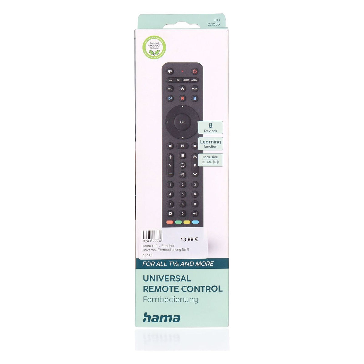 Produktbild Universal-Fernbedienung - Hama 00221055 Fernbedienung IR Wireless TV Drucktasten