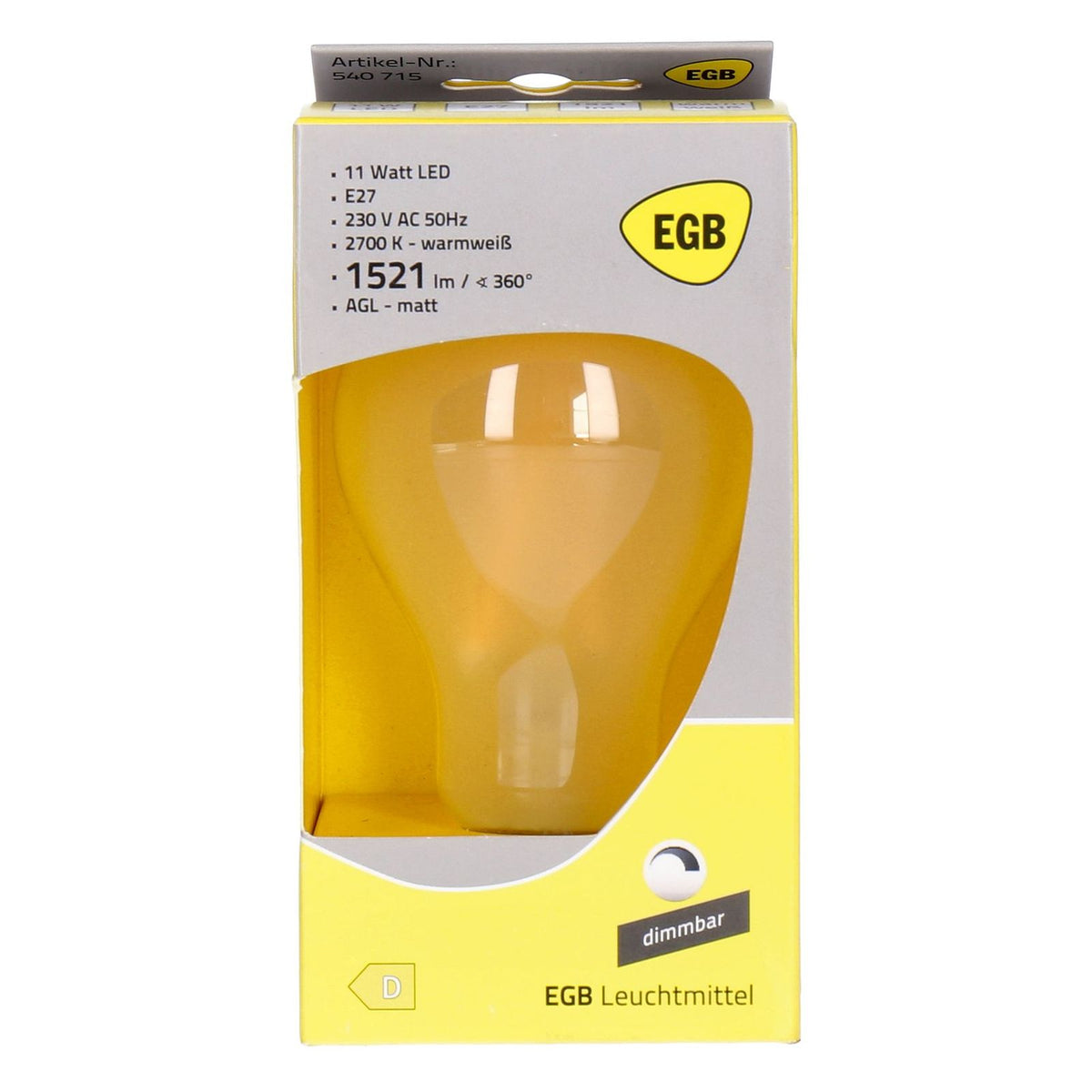 Produktbild LED-Leuchtmittel - EGB 11W 1521lm E27 matt