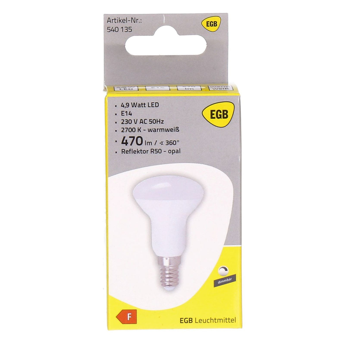 Produktbild LED-Leuchtmittel - EGB LED-Reflektorlampe E14 R50-DIM matt 2700K 440lm