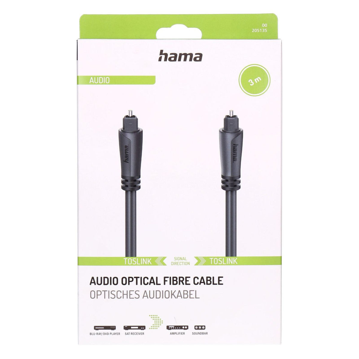 Produktbild Audio-Kabel - Hama 00205135 Audio-Kabel 3 m Toslink Schwarz