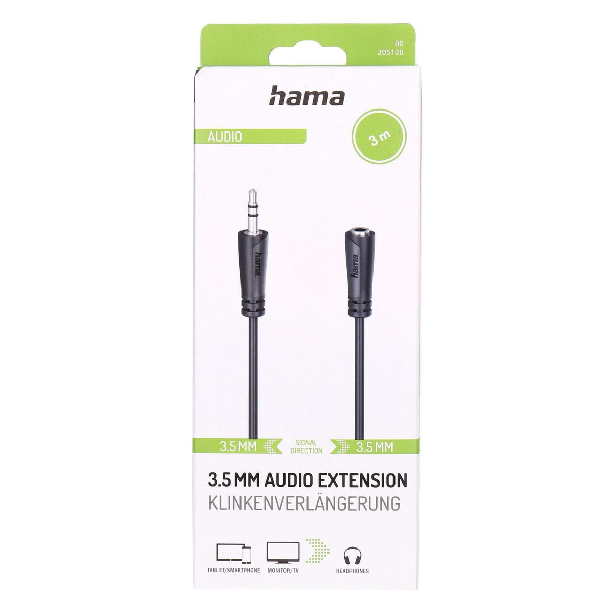 Produktbild Audio-Kabel - Hama 00205120 Audio-Kabel 3 m 3.5mm Schwarz