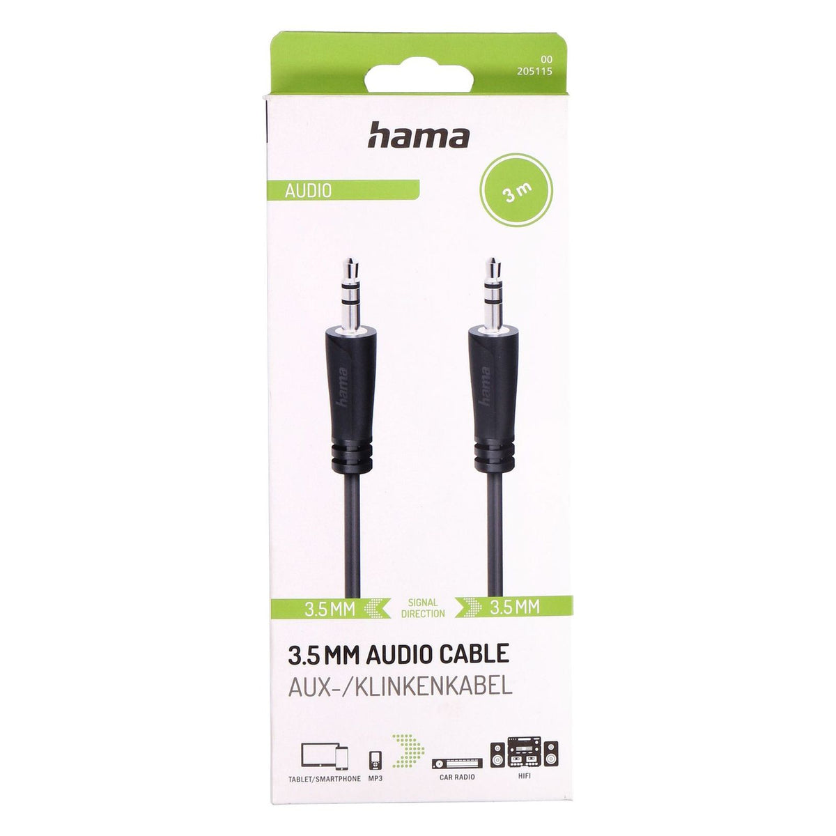 Produktbild Audio-Kabel - Hama 00205115 Audio-Kabel 3 m 3.5mm Schwarz