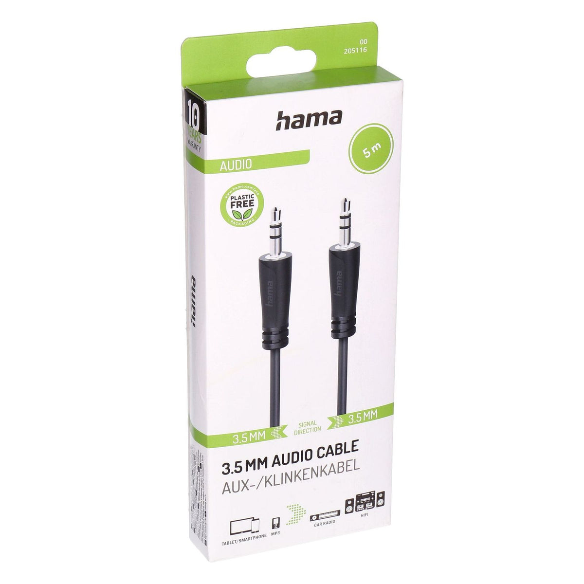 Produktbild Audio-Kabel - Hama 00205116 Audio-Kabel 5 m 3.5mm Schwarz