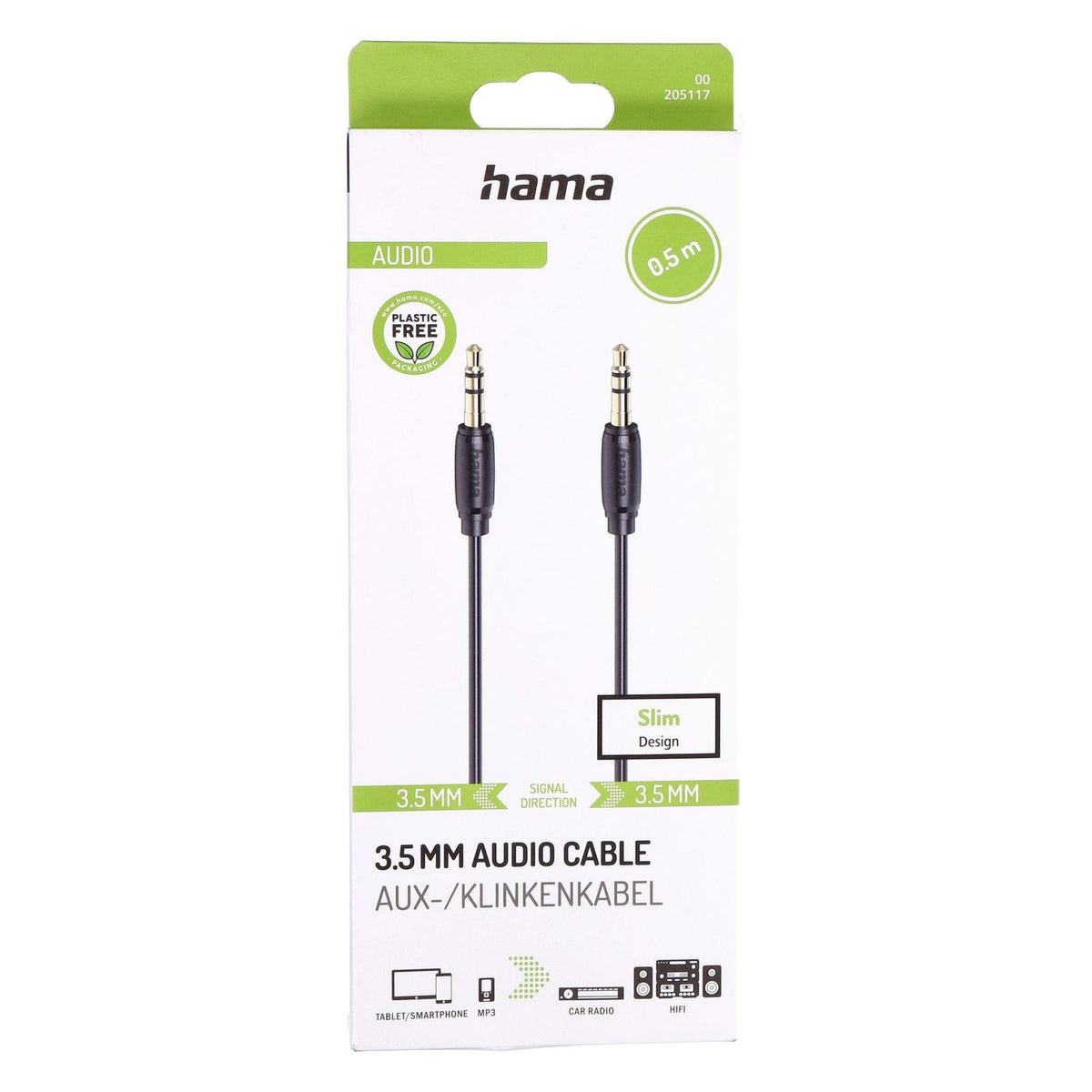 Produktbild Audio-Kabel - Hama 00205117 Audio-Kabel 0,5 m 3.5mm Schwarz