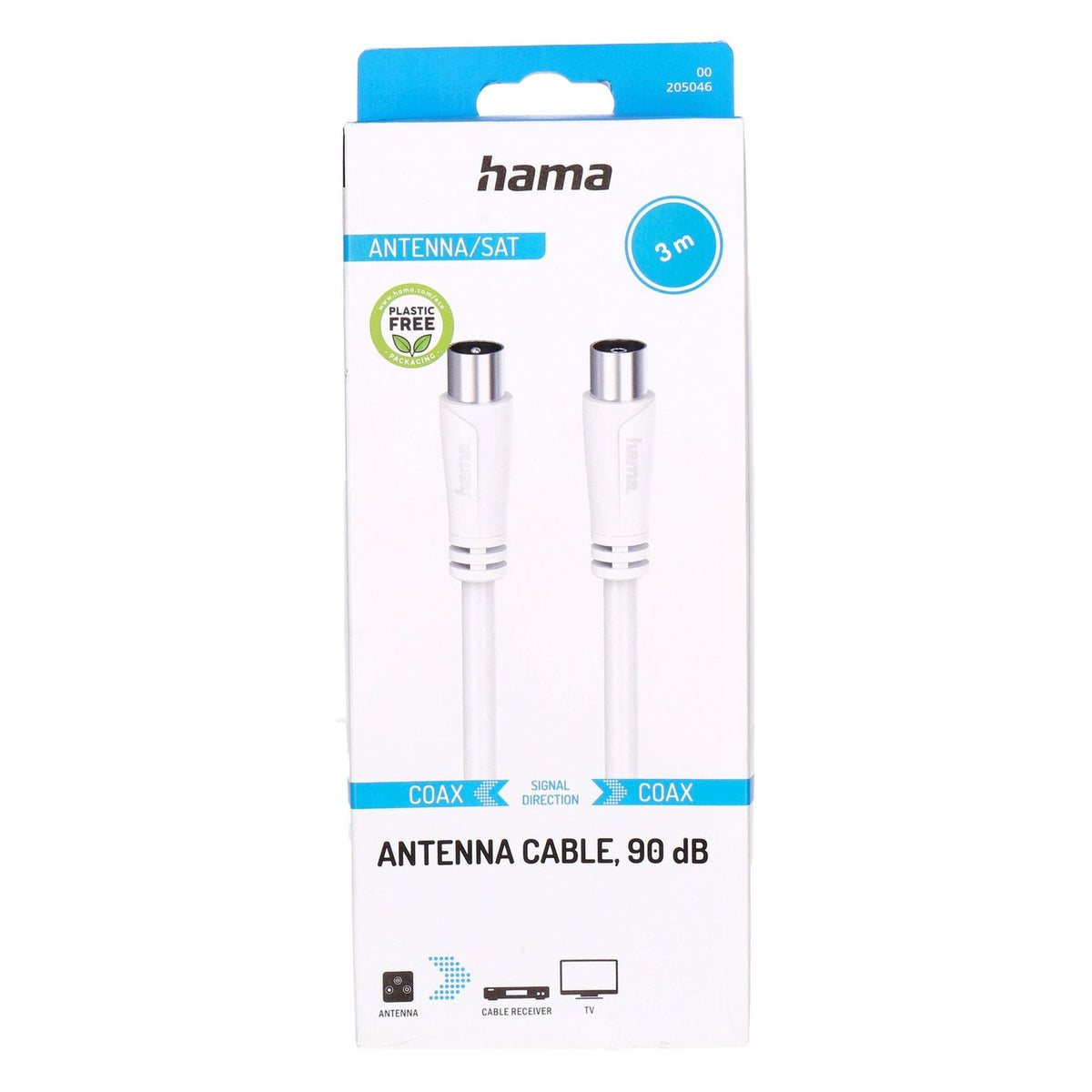 Produktbild SAT-Kabel - Hama 00205046 Koaxialkabel 3 m Koaxial Weiß