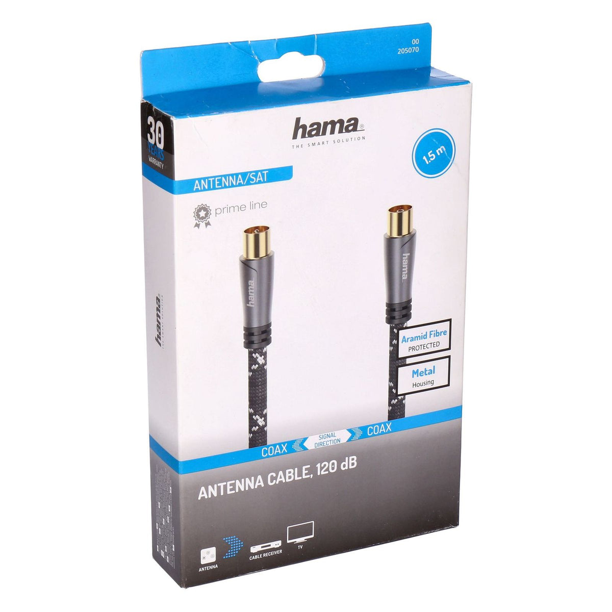 Produktbild SAT-Kabel - Hama 00205070 Koaxialkabel 1,5 m Koaxial Schwarz, Grau