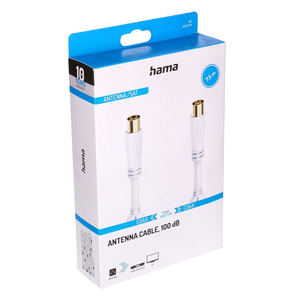 Produktbild SAT-Kabel - Hama 00205249 Koaxialkabel 7,5 m Koaxial Weiß