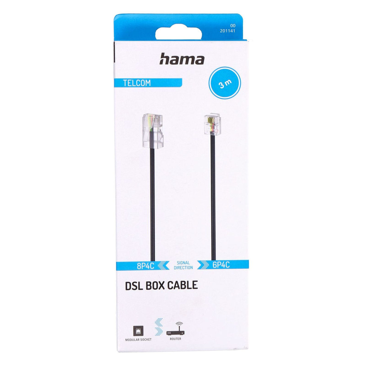 Produktbild Kabelmanagement - Hama 00201141 Telefonkabel 3 m Schwarz