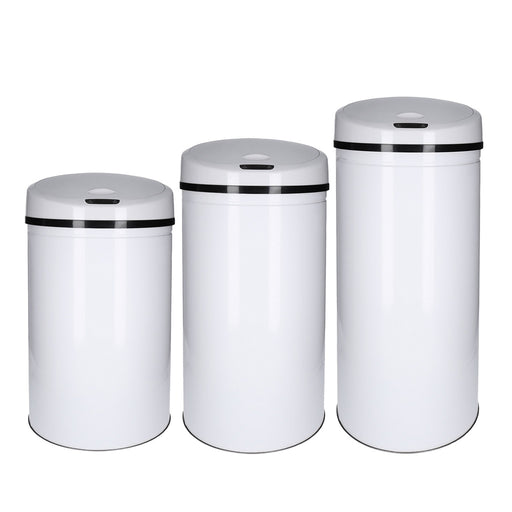 Produktbild Sensor-Mülleimer - TP Sensor Mülleimer aus Edelstahl, Abfallbehälter für Küche, automatischer Deckel, rund, in weiß 60 Liter